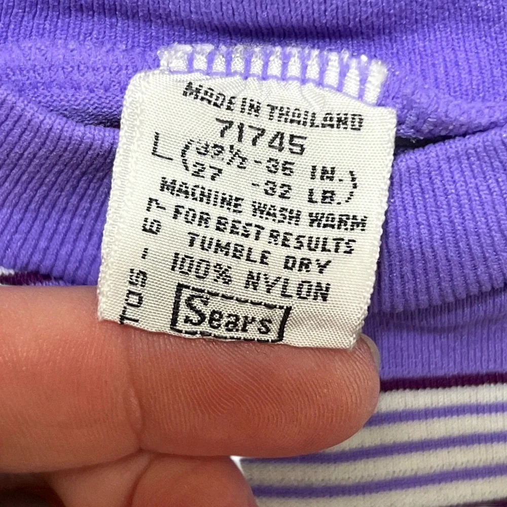 Vintage Sears Kids Purple‎ Striped Mock Neck Top Ribbed Pants Set Size L 71745